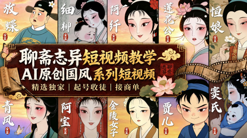聊斋志异短视频教学,AI原创国风系列短视频,精选独家丨起号收徒丨接商单 - 严选资源大全