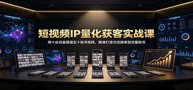 短视频IP量化获客实战课:用十台设备搭建五十账号矩阵,精准打造引流接单型流量账号 - 严选资源大全 - 严选资源大全