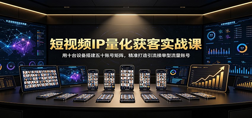 短视频IP量化获客实战课：用十台设备搭建五十账号矩阵，精准打造引流接单型流量账号 - 严选资源大全