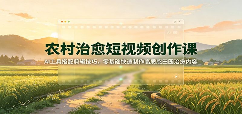 农村治愈短视频创作课：AI工具搭配剪辑技巧，零基础快速制作高质感田园治愈内容 - 严选资源大全 - 严选资源大全