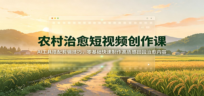 农村治愈短视频创作课：AI工具搭配剪辑技巧，零基础快速制作高质感田园治愈内容 - 严选资源大全