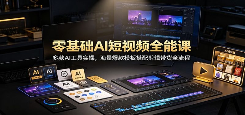 零基础AI短视频全能课：多款AI工具实操，海量爆款模板搭配剪辑带货全流程 - 严选资源大全 - 严选资源大全
