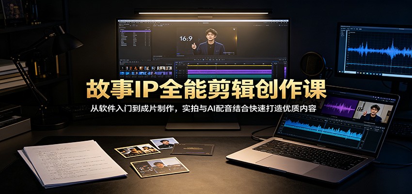 故事IP全能剪辑创作课：从软件入门到成片制作，实拍与AI配音结合快速打造优质内容 - 严选资源大全