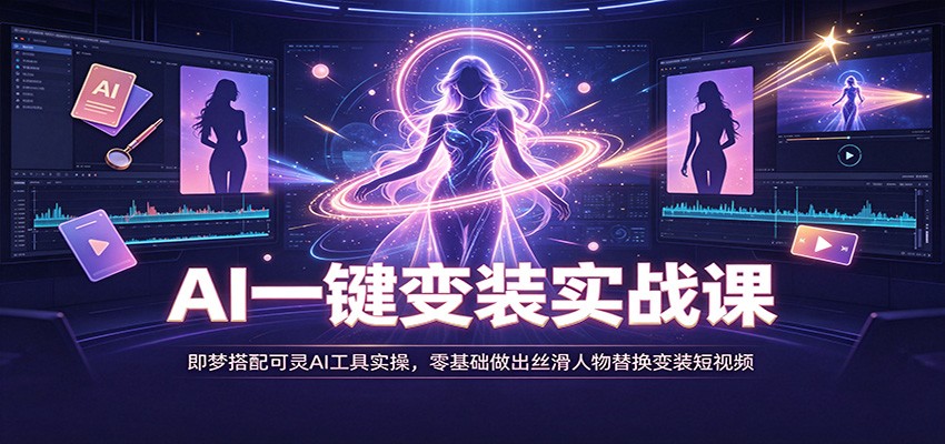 AI一键变装实战课：即梦搭配可灵AI工具实操，零基础做出丝滑人物替换变装短视频 - 严选资源大全
