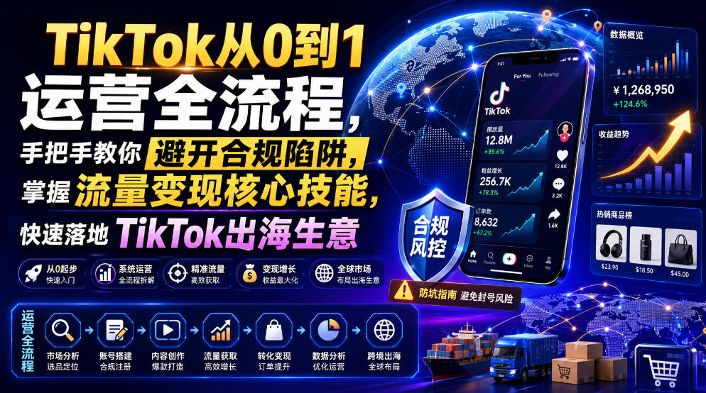 TikTok从0到1运营全流程，手把手教你避开合规陷阱，掌握流量变现核心技能，快速落地TikTok出海生意(更新8月) - 严选资源大全