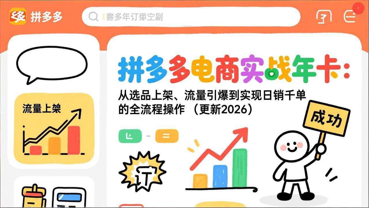 拼多多电商实战年卡：从选品上架、流量引爆到实现日销千单的全流程操作(更新2026年8月 - 严选资源大全