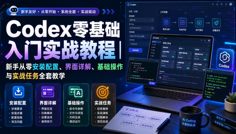 Codex零基础入门实战教程|新手从零安装配置、界面详解、基础操作与实战任务全套教学 - 严选资源大全