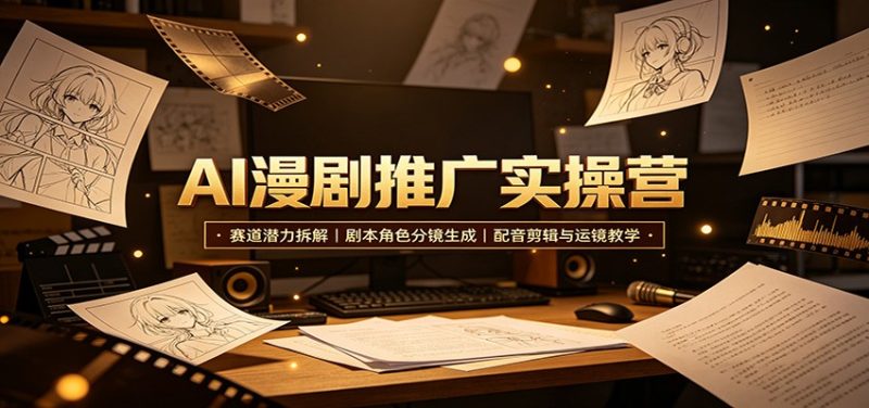 AI漫剧推广实操营:赛道潜力拆解,剧本角色分镜生成,配音剪辑与运镜教学 - 严选资源大全 - 严选资源大全