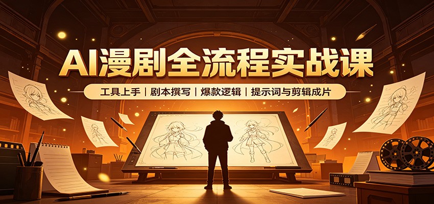 AI漫剧全流程实战课：工具上手、剧本撰写、爆款逻辑、提示词与剪辑成片 - 严选资源大全