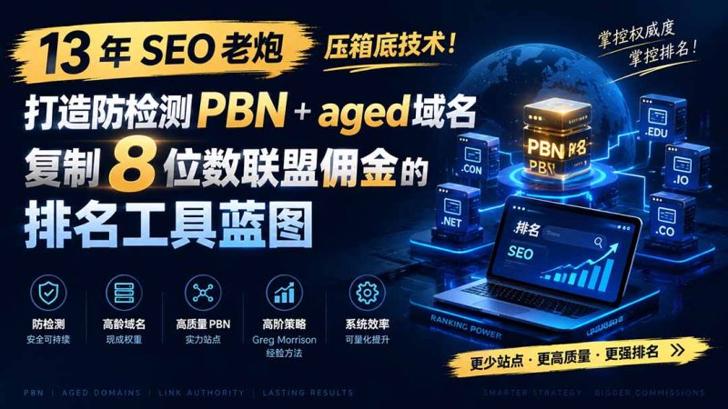 13 年 SEO 老炮压箱底技术!打造防检测 PBN+aged 域名,复制 8 位数联盟佣金的排名工具蓝图【原创双语字幕】 - 严选资源大全 - 严选资源大全
