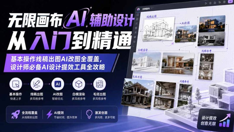 无限画布AI辅助设计从入门到精通;基本操作线稿出图AI改图全覆盖,设计师必备AI设计提效工具全攻略 - 严选资源大全 - 严选资源大全