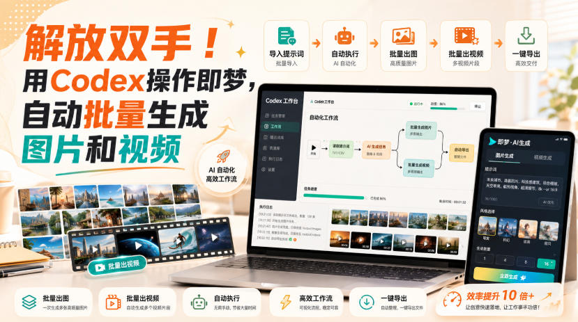 解放双手!用Codex操作即梦,自动批量生成图片和视频 - 严选资源大全