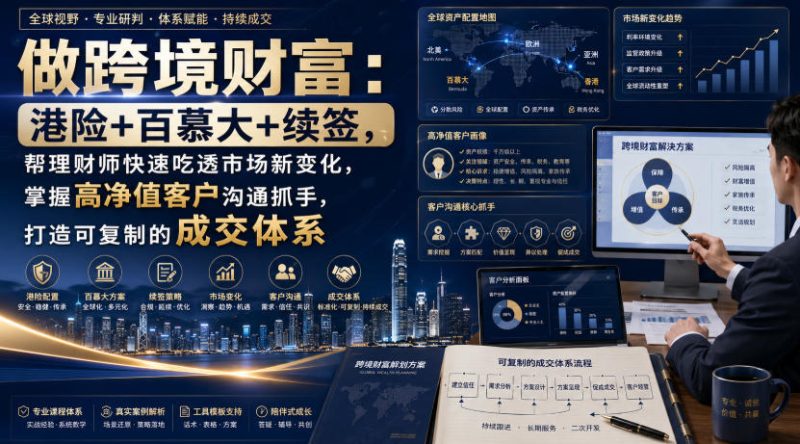做跨境财富:港险+百慕大+续签,帮理财师快速吃透市场新变化,掌握高净值客户沟通抓手,打造可复制的成交体系 - 严选资源大全 - 严选资源大全