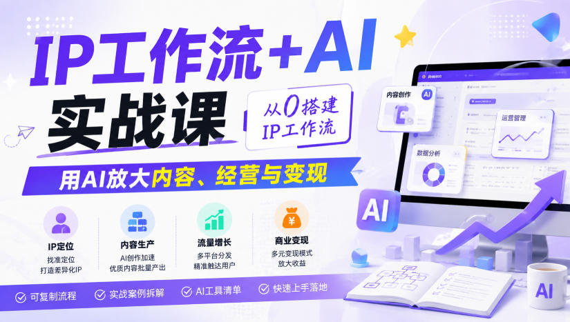 IP工作流+AI实战课,从0搭建IP工作流,用AI放大内容、经营与变现 - 严选资源大全