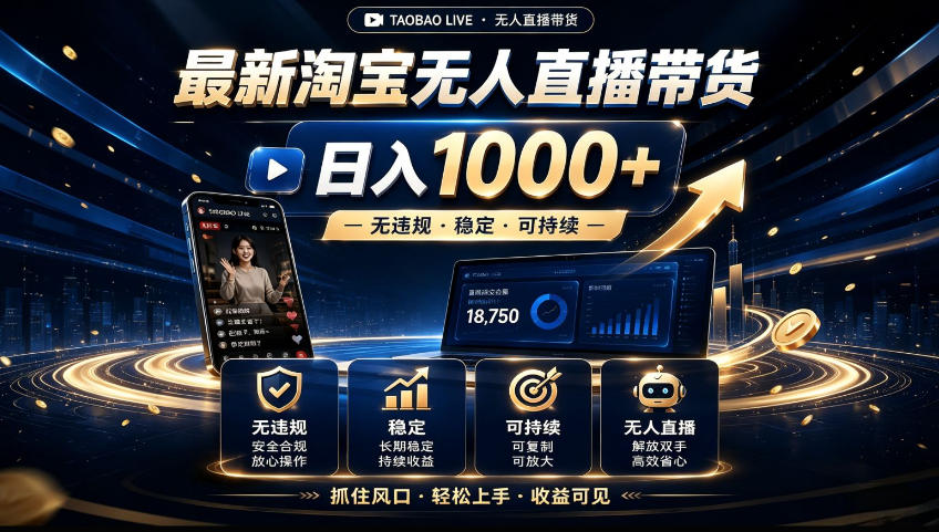 2026淘宝无人直播15.0,独家新技术,不用露脸、不用熬夜,自动直播自动出单,25小时卖17W【揭秘】 - 严选资源大全
