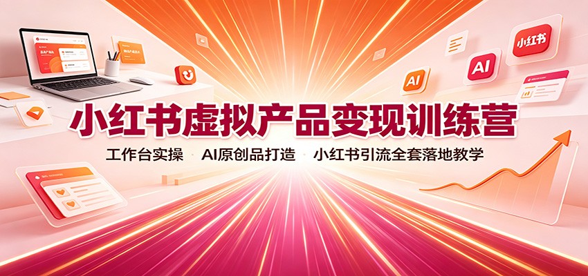 小红书虚拟产品变现训练营：工作台实操，AI原创品打造，小红书引流全套落地教学 - 严选资源大全