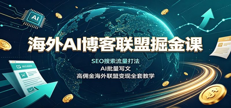 海外AI博客联盟掘金课：SEO搜索流量打法，AI批量写文，高佣金海外联盟变现全套教学 - 严选资源大全 - 严选资源大全