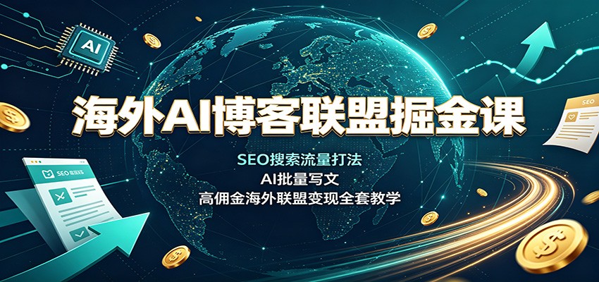 海外AI博客联盟掘金课：SEO搜索流量打法，AI批量写文，高佣金海外联盟变现全套教学 - 严选资源大全
