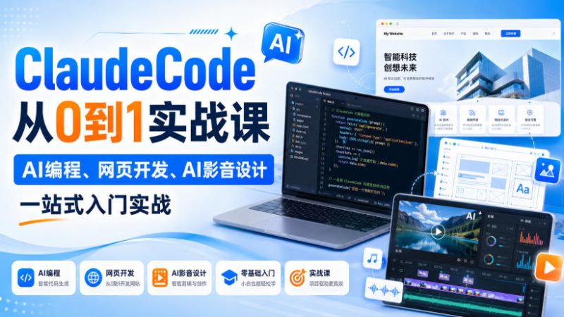 ClaudeCode从0到1实战课，AI编程、网页开发、AI影音设计一站式入门实战 - 严选资源大全 - 严选资源大全
