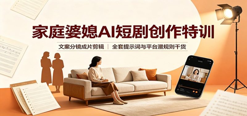 家庭婆媳AI短剧创作特训:文案分镜成片剪辑,全套提示词与平台潜规则干货 - 严选资源大全 - 严选资源大全