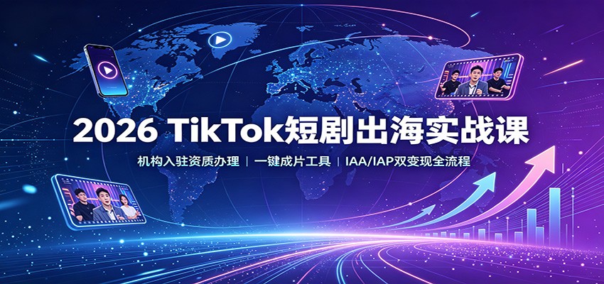 2026 TikTok短剧出海实战课：机构入驻资质办理，一键成片工具，IAA/IAP双变现全流程 - 严选资源大全