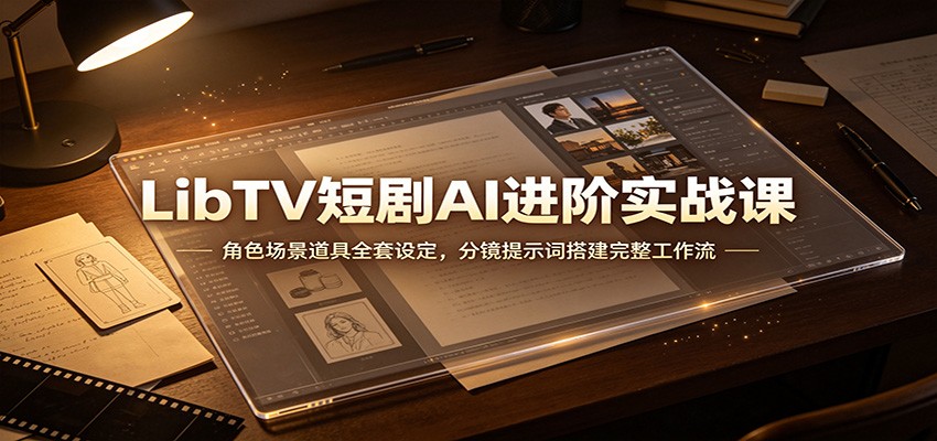 LibTV短剧AI进阶实战课:角色场景道具全套设定,分镜提示词搭建完整工作流 - 严选资源大全