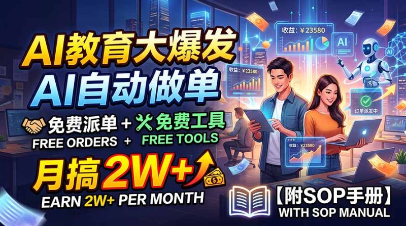 AI教育大爆发,AI自动做单,免费派单+免费工具,月搞2W+【附SOP手册】 - 严选资源大全 - 严选资源大全