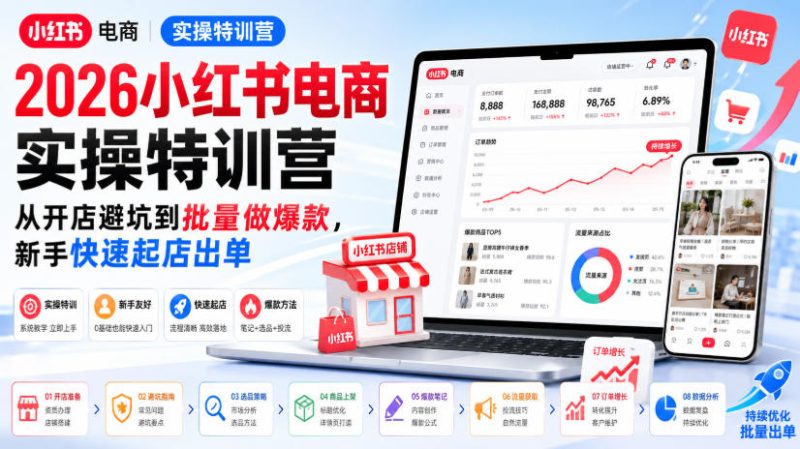 2026小红书电商实操特训营,从开店避坑到批量做爆款,新手快速起店出单 - 严选资源大全 - 严选资源大全