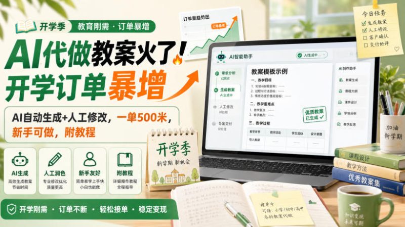 AI代做教案火了!开学订单暴增,AI自动生成+人工修改,一单500米,新手可做,附教程【揭秘】 - 严选资源大全 - 严选资源大全
