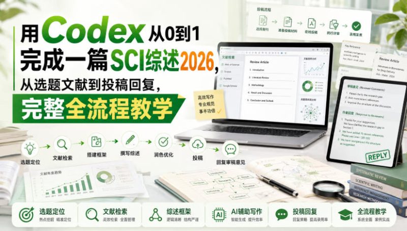 用Codex从0到1完成一篇SCI综述2026,从选题文献到投稿回复,完整全流程教学 - 严选资源大全 - 严选资源大全