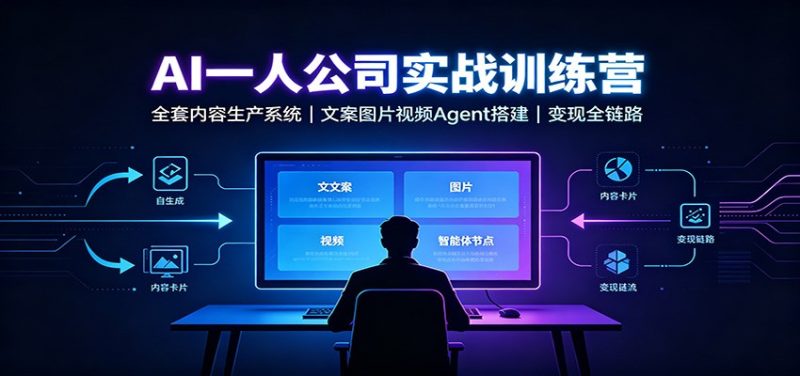 AI创作一人公司实战训练营:全套内容生产系统,文案图片视频Agent搭建变现全链路 - 严选资源大全 - 严选资源大全