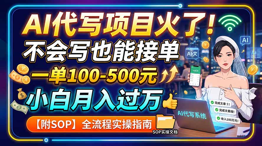 AI代写项目火了!不会写也能接单,一单100-500元,小白月入过万【附SOP】 - 严选资源大全