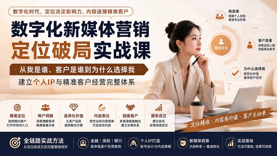数字化新媒体营销定位破局实战课:从我是谁、客户是谁到为什么选择我,建立个人IP与精准客户经营完整体系 - 严选资源大全