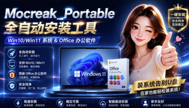 Mocreak全自动安装office和win10、win11系统，告别U盘装系统，使用安全可靠 - 严选资源大全 - 严选资源大全