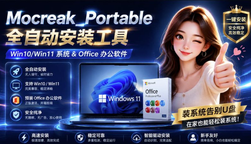 Mocreak全自动安装office和win10、win11系统，告别U盘装系统，使用安全可靠 - 严选资源大全