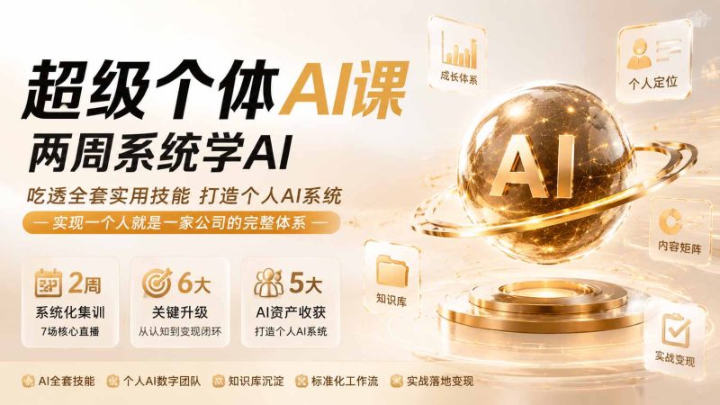 超级个体AI课 两周系统学AI;吃透全套实用技能打造个人AI系统,实现一个人就是一家公司的完整体系(更新0823 - 严选资源大全 - 严选资源大全