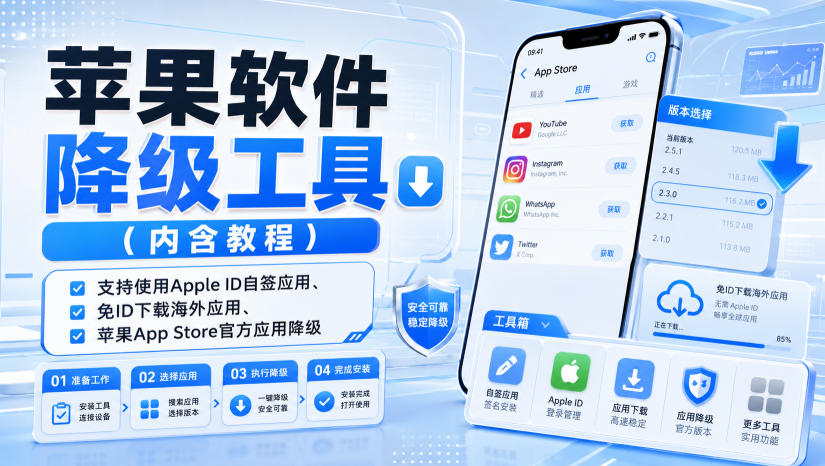 苹果软件降级工具(内含教程)，支持使用Apple ID自签应用、免ID下载海外应用、苹果App Store官方应用降级等 - 严选资源大全