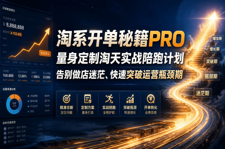 淘系开单秘籍PRO,量身定制淘天实战陪跑计划,告别做店迷茫、快速突破运营瓶颈期(更新260823) - 严选资源大全