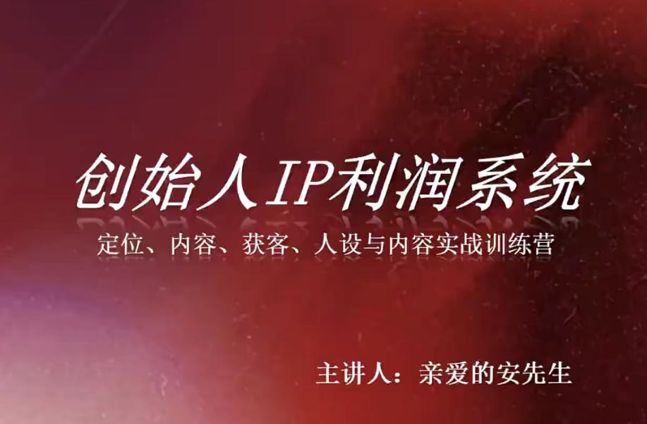 创始人IP利润系统8月训练营,定位、内容、获客、人设与内容实战训练营 - 严选资源大全