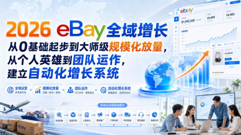 2026 eBay全域增长,从0基础起步到大师级规模化放量,从个人英雄到团队运作,建立自动化增长系统 - 严选资源大全 - 严选资源大全