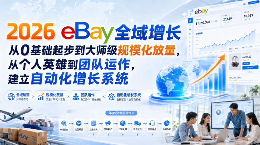 2026 eBay全域增长，从0基础起步到大师级规模化放量，从个人英雄到团队运作，建立自动化增长系统 - 严选资源大全
