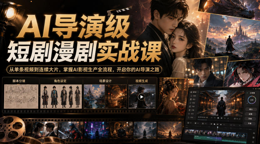 AI导演级短剧漫剧实战课,从单条视频到连续大片,掌握AI影视生产全流程,开启你的AI导演之路! - 严选资源大全