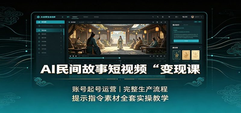 AI民间故事短视频变现课:账号起号运营,完整生产流程,提示指令素材全套实操教学 - 严选资源大全 - 严选资源大全