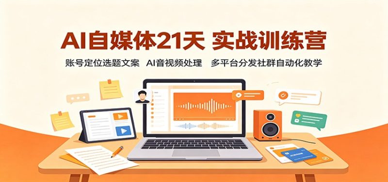 AI自媒体21天实战训练营:账号定位选题文案,AI音视频处理,多平台分发社群自动化教学 - 严选资源大全 - 严选资源大全