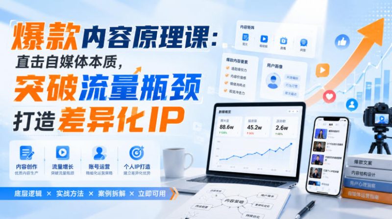 爆款内容原理课:直击自媒体本质,突破流量瓶颈打造差异化IP - 严选资源大全 - 严选资源大全