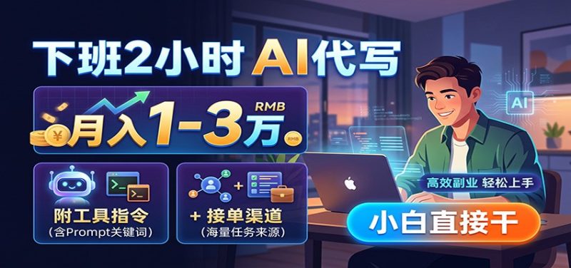 下班2小时AI代写,月入1-3万,附工具指令+接单渠道,小白直接干 - 严选资源大全 - 严选资源大全