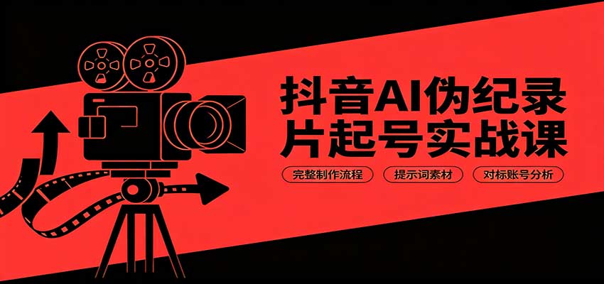 抖音AI伪纪录片起号实战课：完整制作流程，提示词素材，对标账号分析 - 严选资源大全