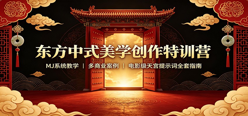 东方中式美学创作特训营：MJ系统教学，多商业案例，电影级天宫提示词全套指南 - 严选资源大全
