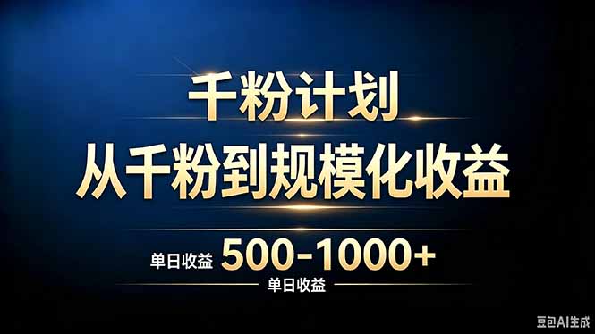 抖音千粉账号计划，从千粉到规模化收益 500-1000+单日收益 - 严选资源大全
