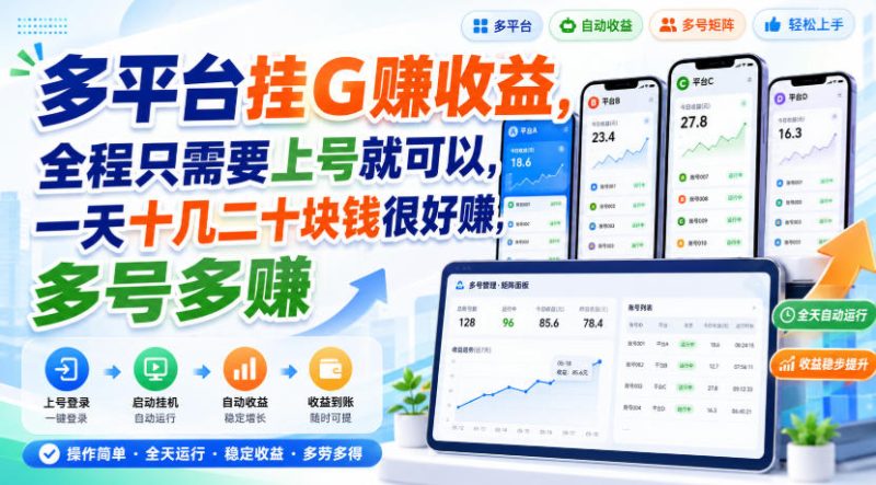多平台挂G賺收益，全程只需要上号就可以，一天十几二十块钱很好賺，多号多賺【揭秘】 - 严选资源大全 - 严选资源大全